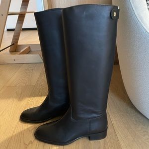 JCrew black leather knee high boots